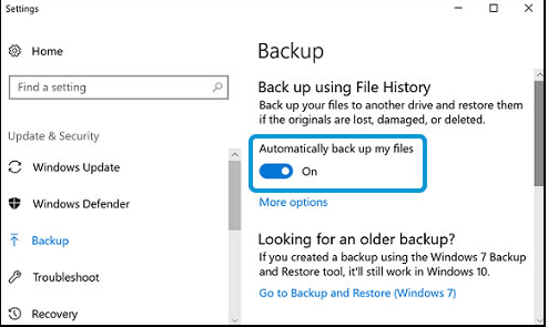 تحديد الجهاز الخارجي كجهاز نسخ احتياطي