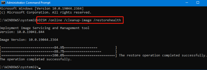 DISM /Online /Cleanup-Image /RestoreHealth