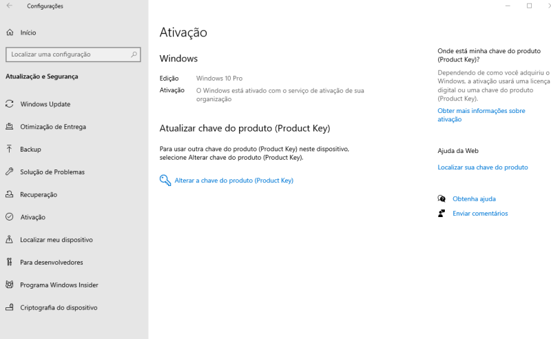 altere a chave do produto
