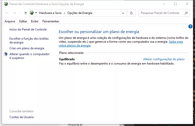 Alterar configurações de plano