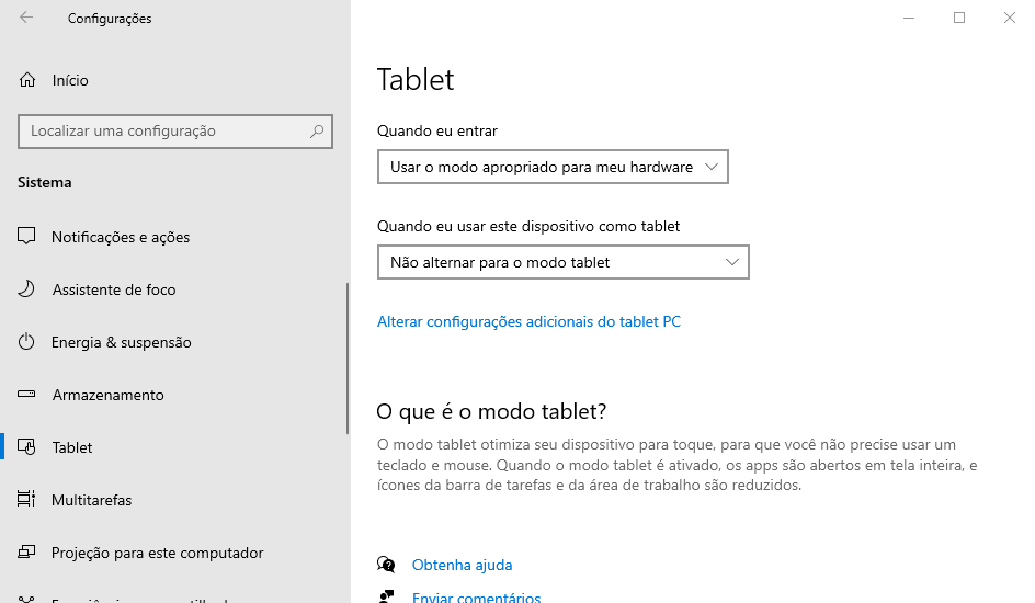 modo tablet desativado