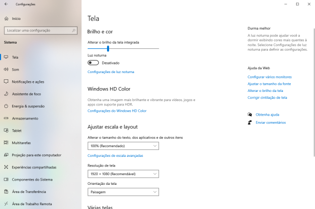 redefinir a resolução da tela