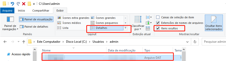 mostrar arquivos ocultos