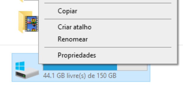 selecione o disco e abra suas propriedades