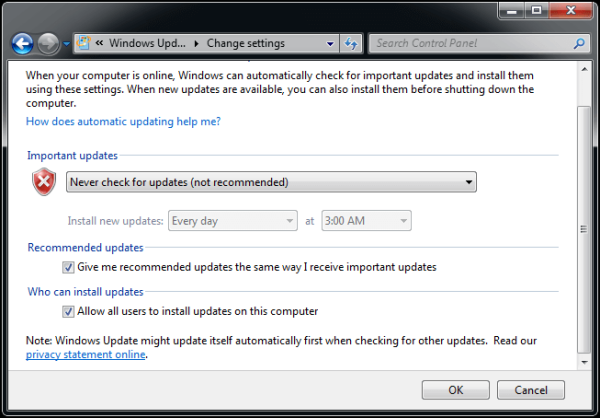 desabilite as Atualizações Automáticas do Windows