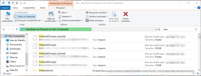 pesquisa um arquivo no windows