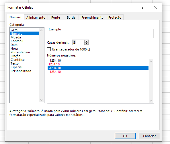 excel formatar celula numero