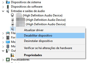 gerenciador de dispositivos entradas