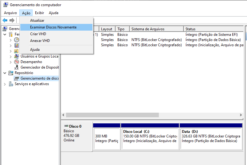 examinar discos novamente