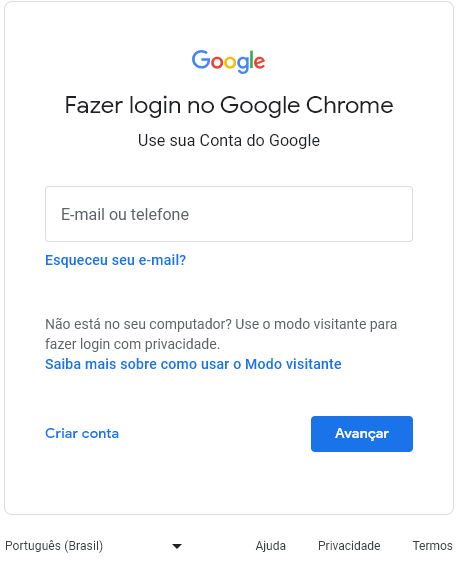 esquecer o e-mail