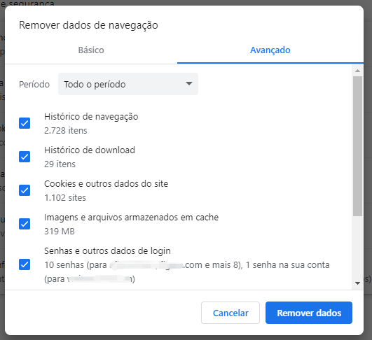 Limpar Dados de Navegação