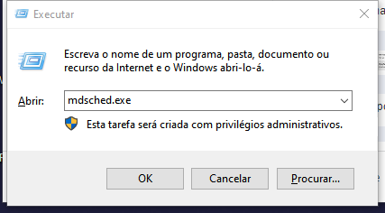 Digite mdsched.exe e pressione Enter