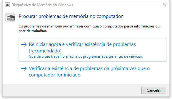 Reiniciar agora e verificar existêcia de problemas