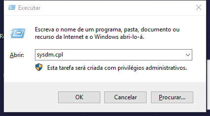 digite sysdm.cpl