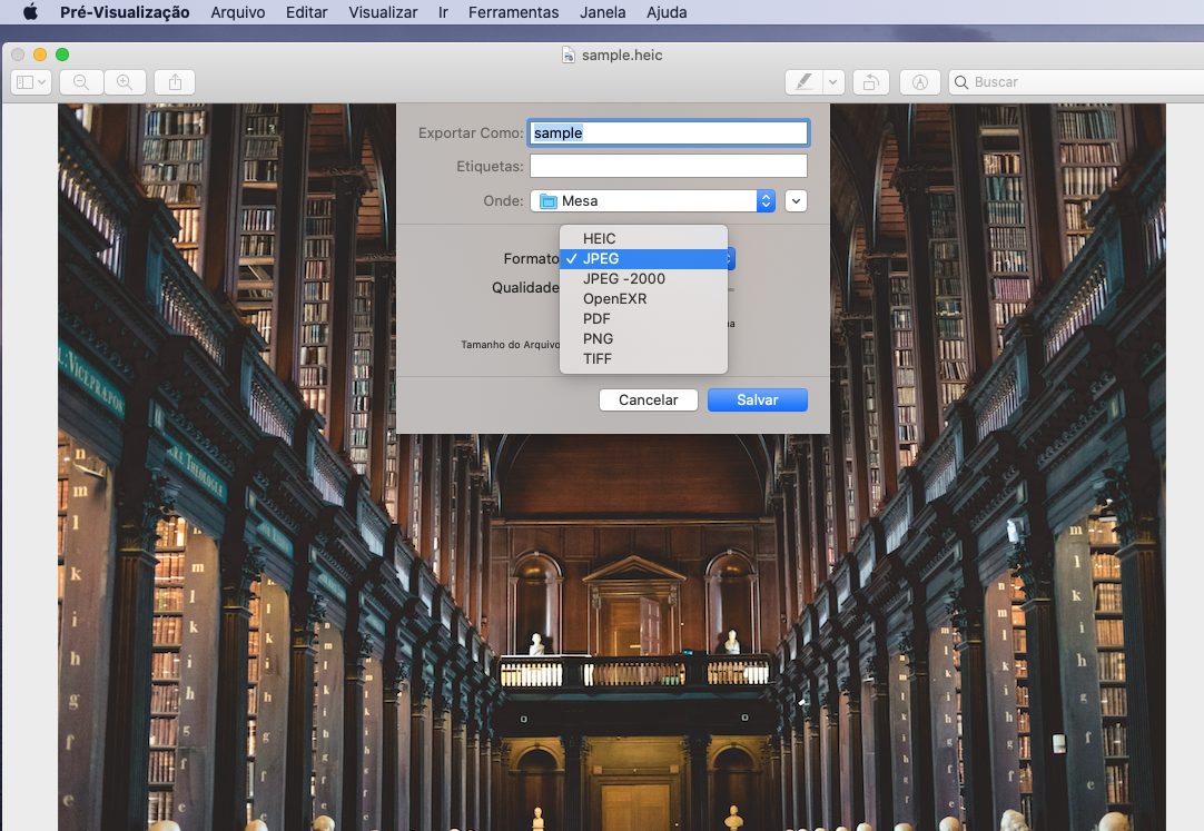 armazenar a imagem HEIC como uma imagem JPEG