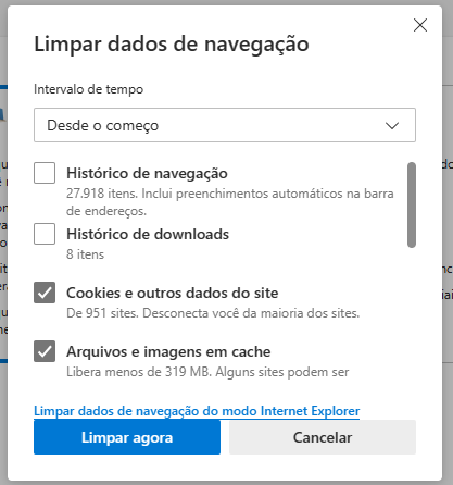microsoft edge limpar dados 2
