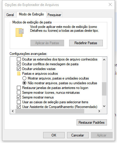 caminho padrão