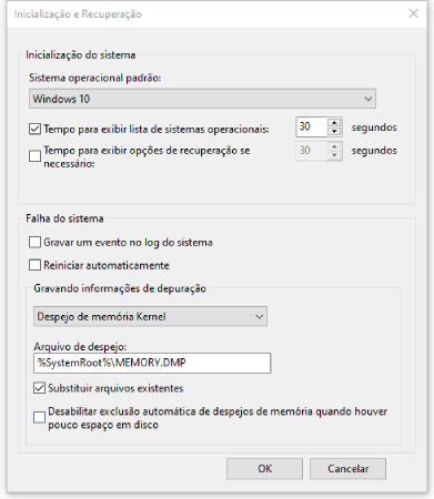 propriedades do sistema inicializacao