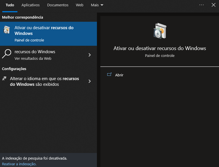 Ative ou desative o recurso do Windows para corrigir o erro de atualização do Windows 0x800f0922