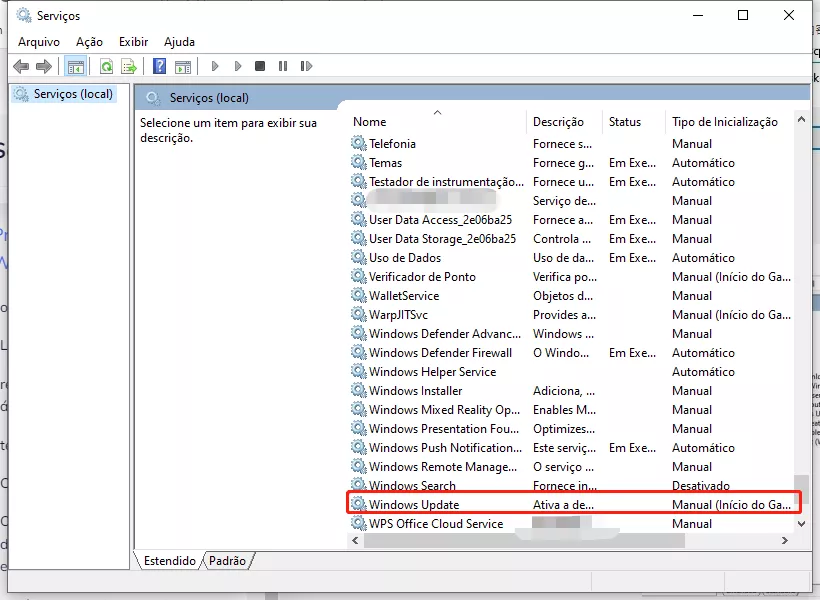 clique em Windows Update