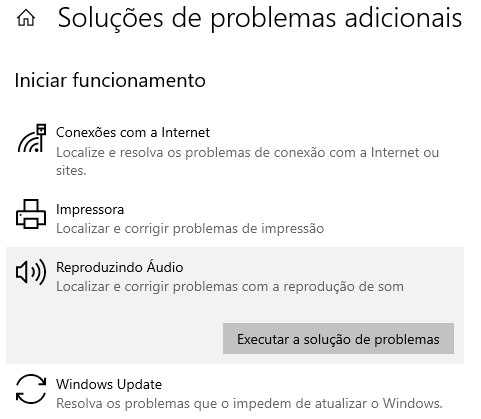 solucao de problemas reproduzindo audio