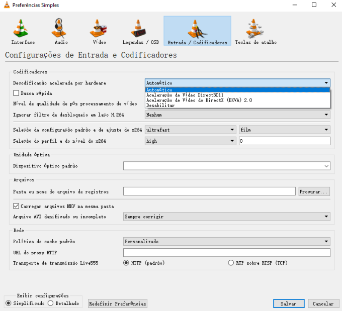 desative a função de decodificação de hardware