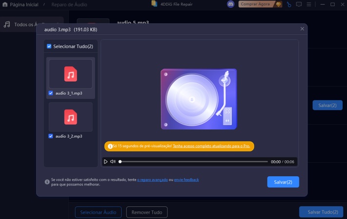 melhorar qualidade de audio