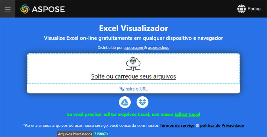 abra o arquivo excel em um visualizador diferente