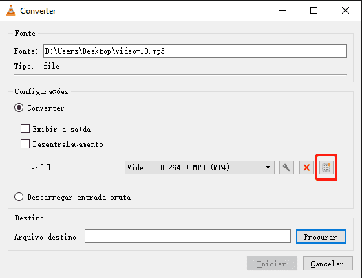 reparar arquivos de mp3 usando VLC