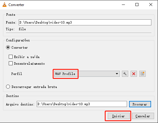 reparar arquivos de mp3 usando VLC