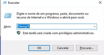 abra pastas temporárias