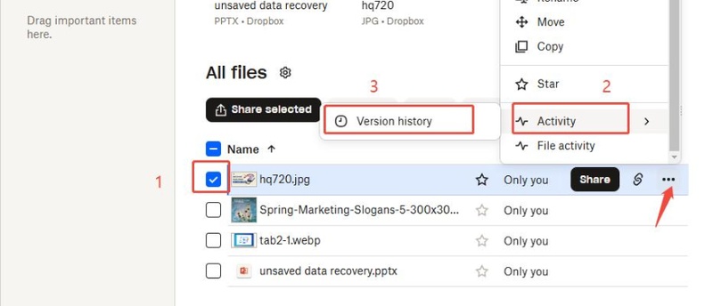 recuperar dados de dropbox