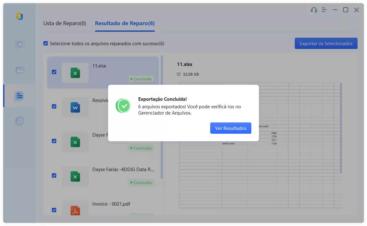 reparar excel continua travando por meio do 4ddig file repair-3