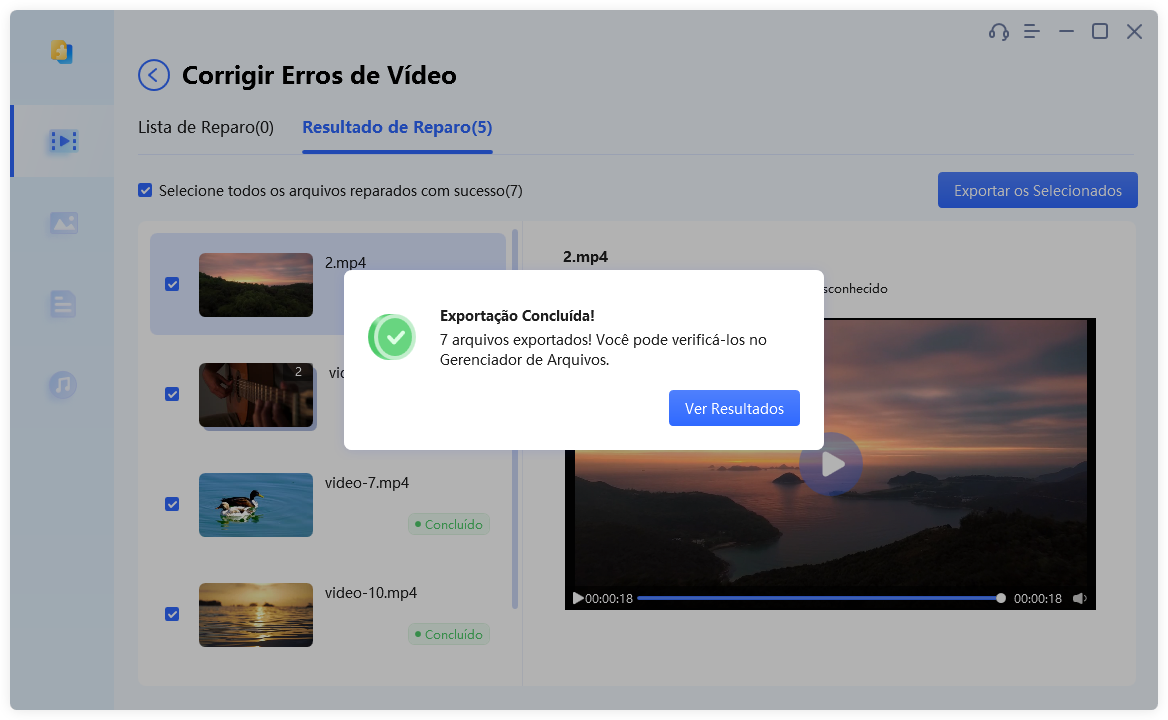 Exporte e Salve os Vídeos Reparados