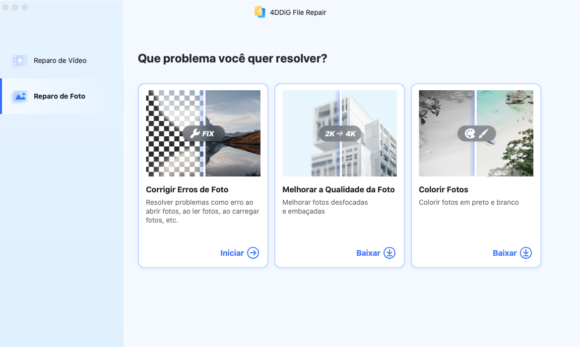 Selecione Corrigir Erros de Foto