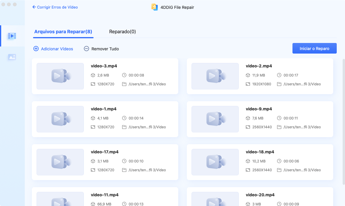 corrigir vídeos que não são reproduzidos no mac utilizando 4ddig file repair-2