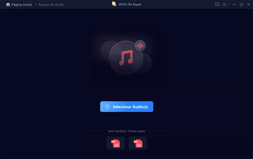 adicionar áudio mp3 corrompido ao reparo de áudio 4ddig