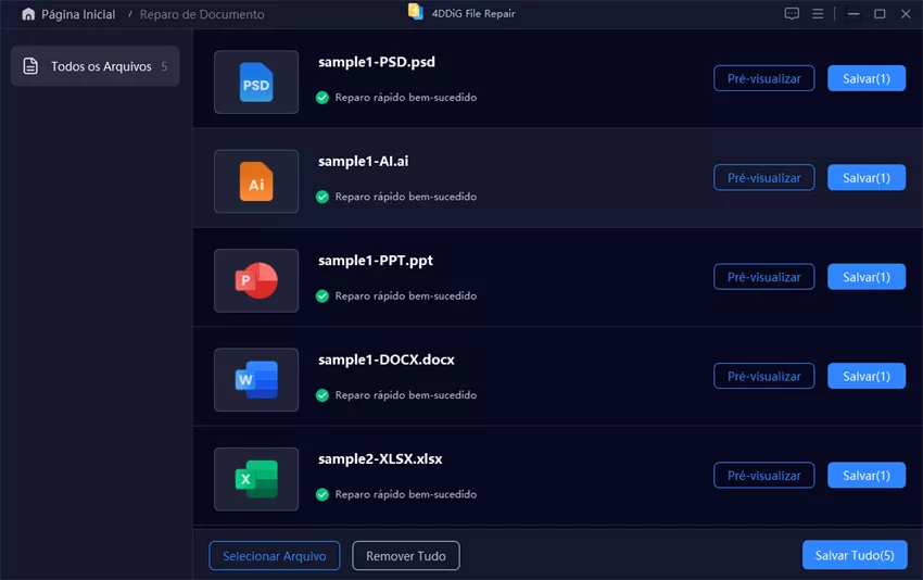 Repare todos os arquivos selecionados