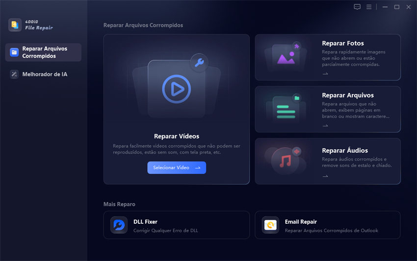 interface de recuperar arquivos corrompidos