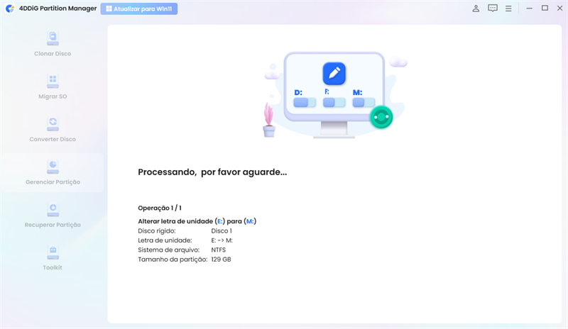 comece a mudar a letra da unidade para uma nova