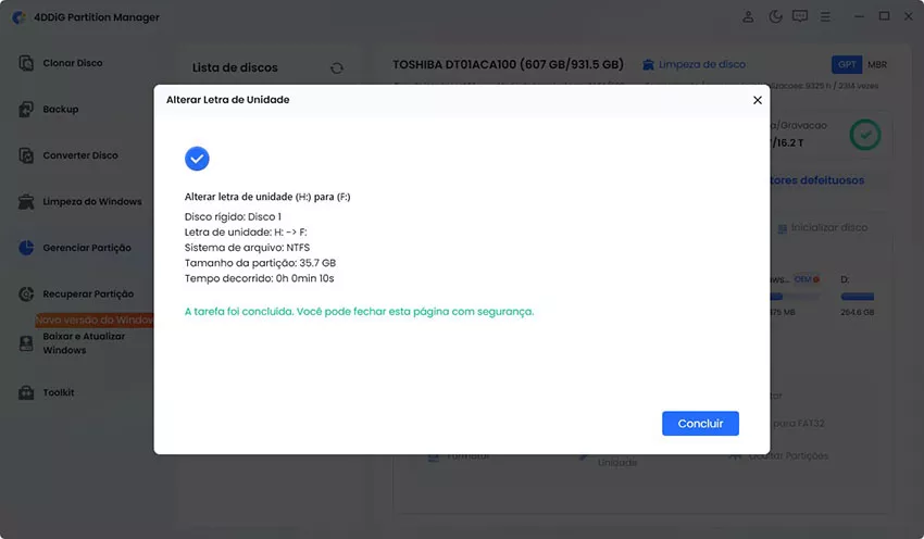 clique em Concluído