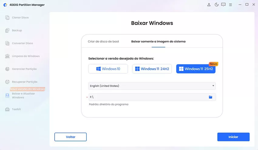 descarregar o ficheiro ISO do Windows