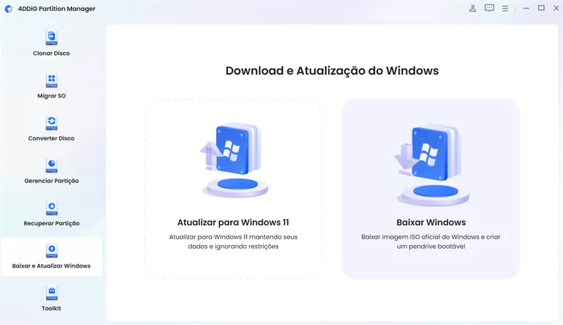 selecione download do windows