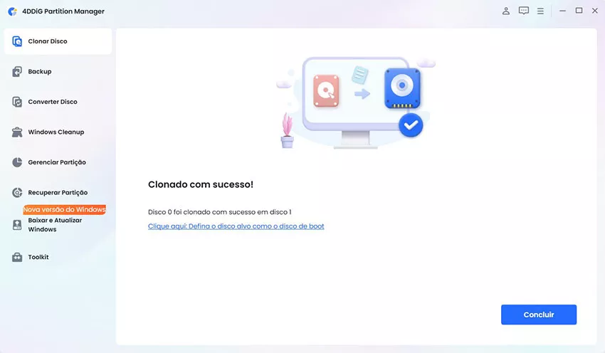 conseguiu clonar os dados com sucesso