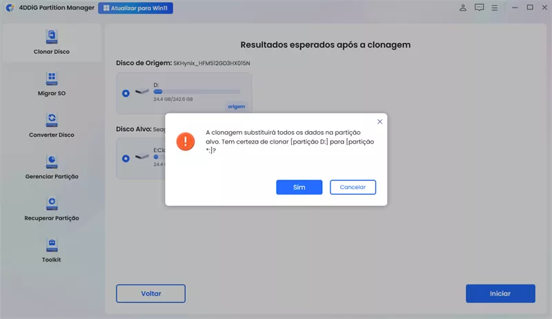 confirmar a clonagem