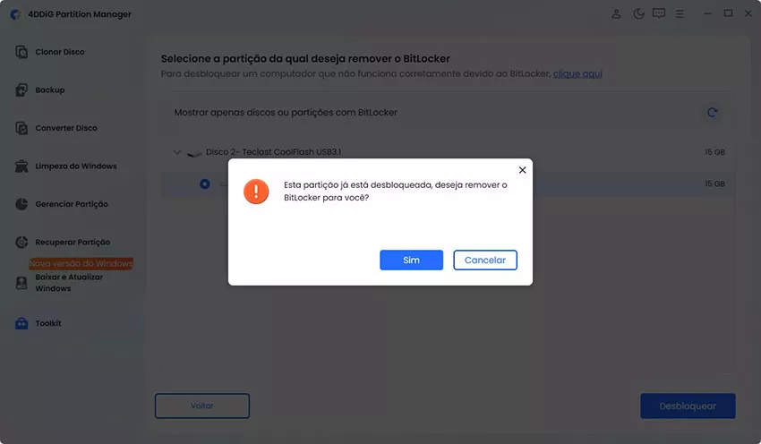 Confirmar a localização da chave de recuperação do BitLocker