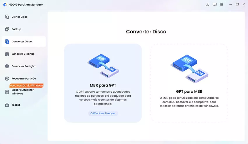 Converter MBR para GPT