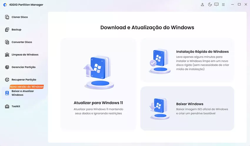 aceder à página de downloads do Windows
