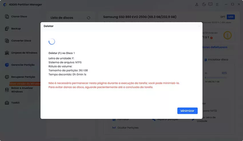 por favor, não feche o programa até que o processo esteja concluído