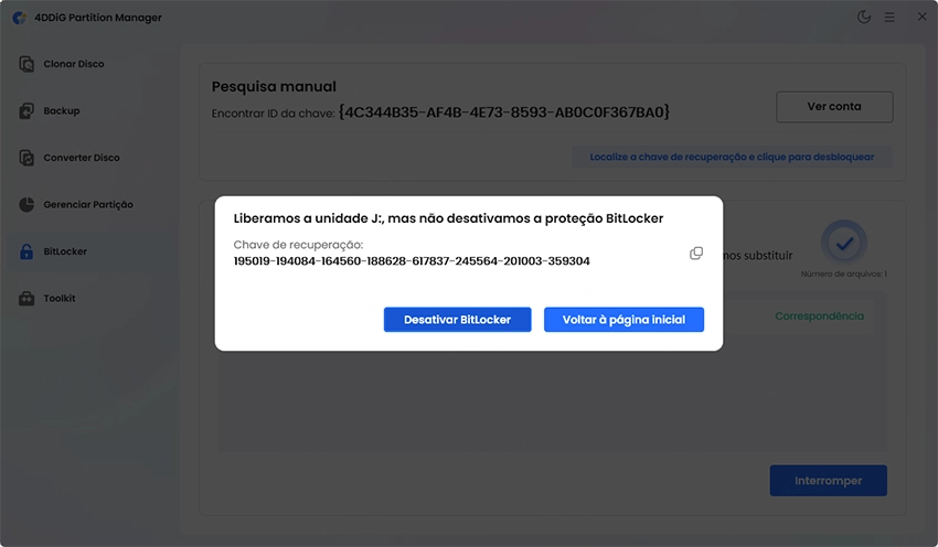 obter a chave de recuperação do BitLocker no WinPE